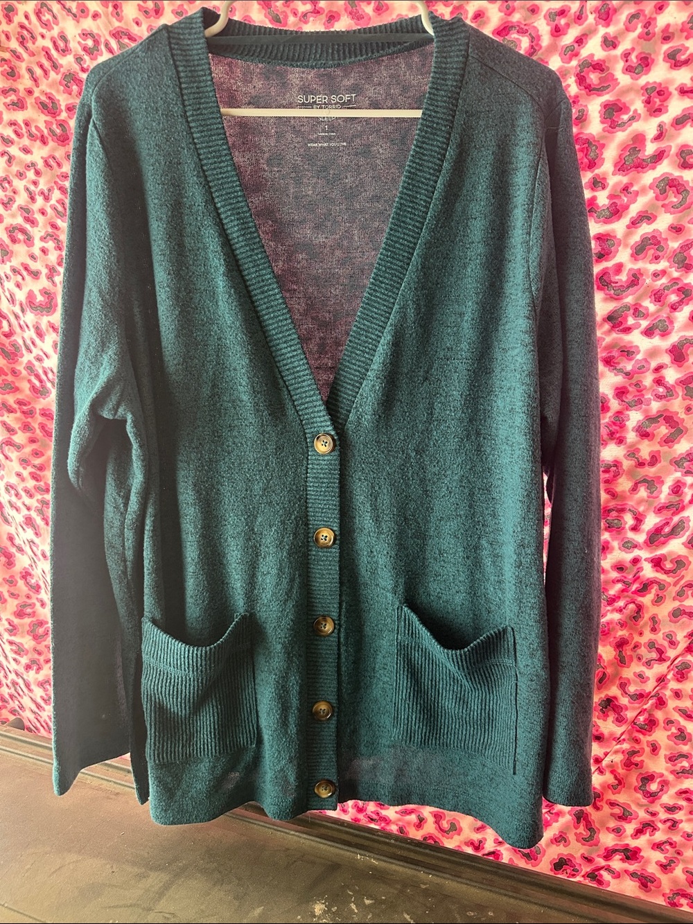torrid Dark Teal V-Neck Button Cardigan